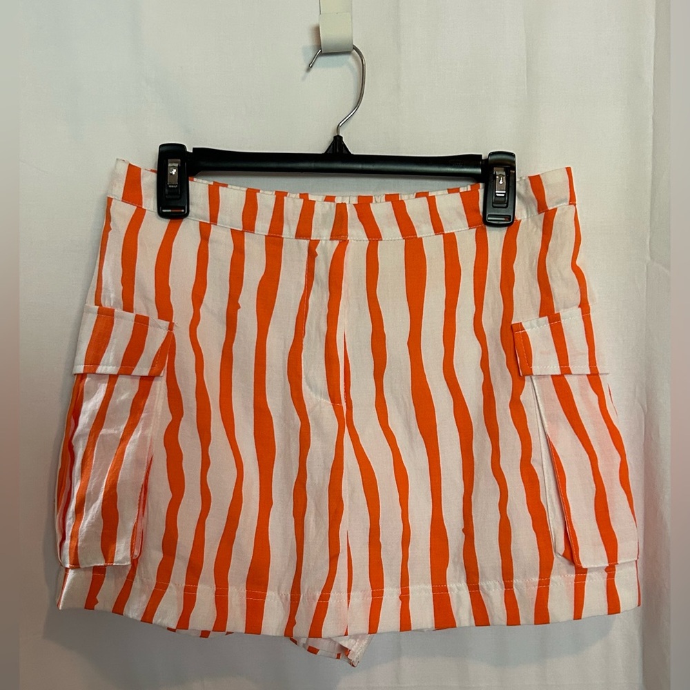 Rubienn - Orange and White Striped Women’s Cargo Skort